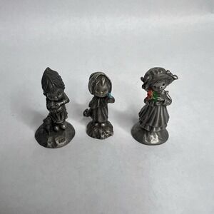 Hallmark Little Gallery Pewter Lot 3 Figurine 1981 Bluebird, Kittens, Rose Girls